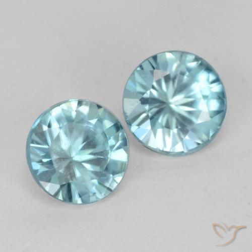 Pedras preciosas de Zircão Azul claro natural de 1.03 ct, Redondo, VS