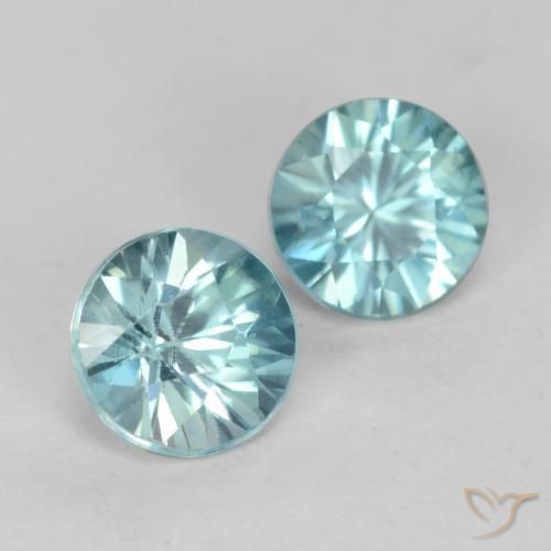 Pedras preciosas de Zircão Azul Esverdeado Médio natural de 1.01 ct, Redondo, VVS-VS