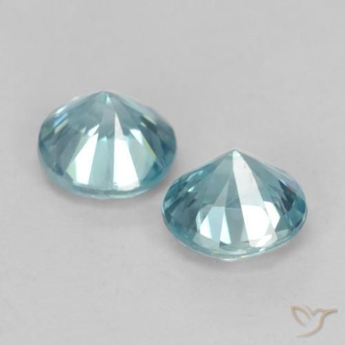 Pedras preciosas de Zircão Azul Esverdeado Médio natural de 1.01 ct, Redondo, VVS-VS