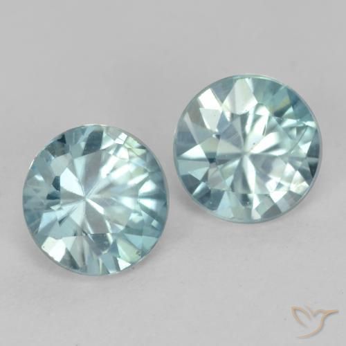 Pedras preciosas de Zircão Azul Aqua claro natural de 1.11 ct, Redondo, VS