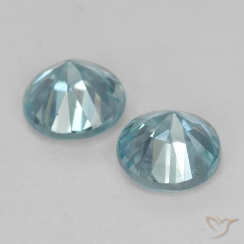 Pedras preciosas de Zircão Azul Aqua claro natural de 1.11 ct, Redondo, VS
