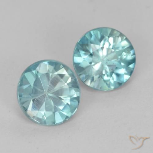 Pedras preciosas de Zircão Azul Aqua claro natural de 1.05 ct, Redondo, VS