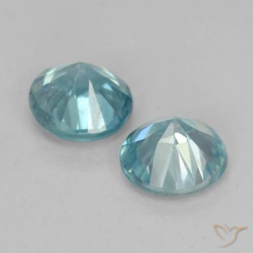 Pedras preciosas de Zircão Azul Aqua claro natural de 1.05 ct, Redondo, VS