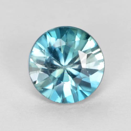 Zircão azul natural 0,53ct, corte redondo, VS