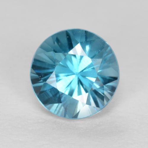 Zircão Azul Suíço Natural 0.57ct, Corte Redondo, VS