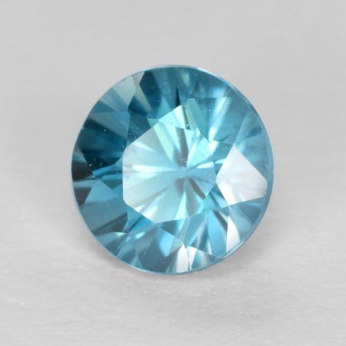 Zircão Azul Suíço Natural 0.57ct, Corte Redondo, VS