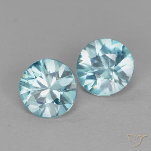 Pedras preciosas de Zircão Azul claro natural de 1.09 ct, Redondo, VS