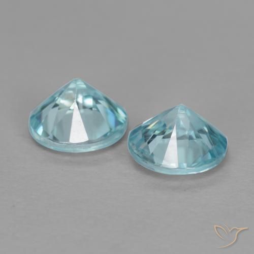 Pedras preciosas de Zircão Azul claro natural de 1.09 ct, Redondo, VS