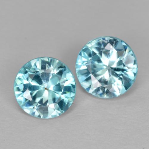 Pedras preciosas de zircão azul natural de 0,98 ct, corte redondo, VS