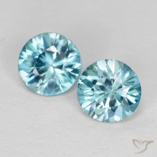 0.95ctw Natural Azul claro Zircão, Redondo, VS