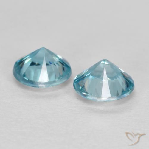 Pedras preciosas de Zircão Azul claro natural de 0.95 ct, Redondo, VS