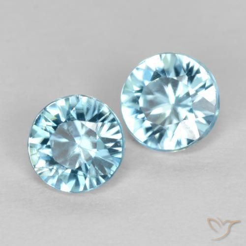 Pedras preciosas de Zircão Bebê azul natural de 0.98 ct, Redondo, VS