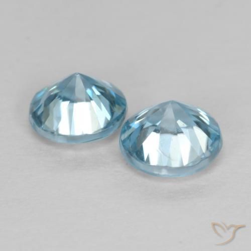 Pedras preciosas de Zircão Bebê azul natural de 0.98 ct, Redondo, VS