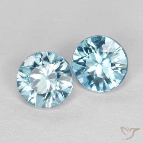 Pedras preciosas de Zircão Azul claro natural de 0.88 ct, Redondo, VS