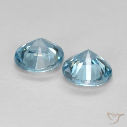 Pedras preciosas de Zircão Azul claro natural de 0.88 ct, Redondo, VS