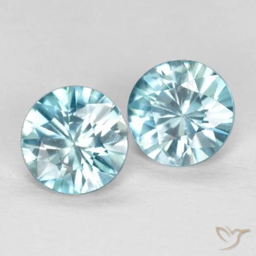 Pedras preciosas de Zircão Azul claro natural de 1.05 ct, Redondo, VS