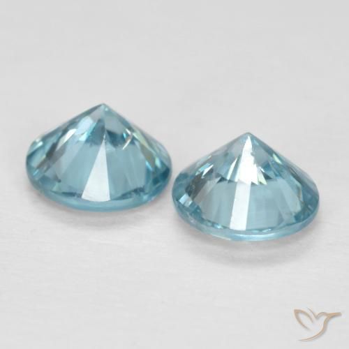 Pedras preciosas de Zircão Azul claro natural de 1.05 ct, Redondo, VS