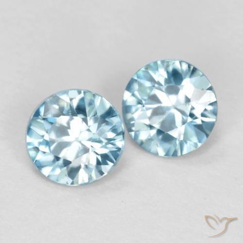 Pedras preciosas de Zircão Azul Maya Claro natural de 0.91 ct, Redondo, VS