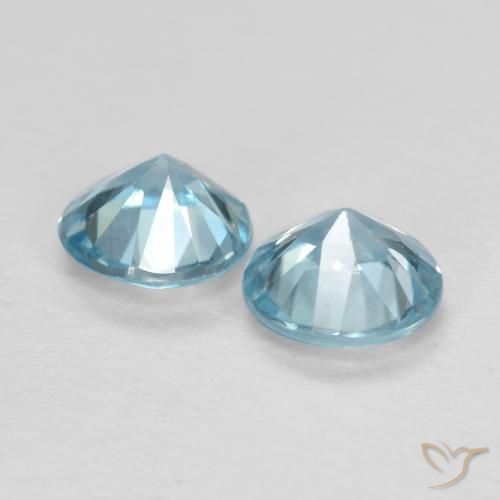 Pedras preciosas de Zircão Azul Maya Claro natural de 0.91 ct, Redondo, VS