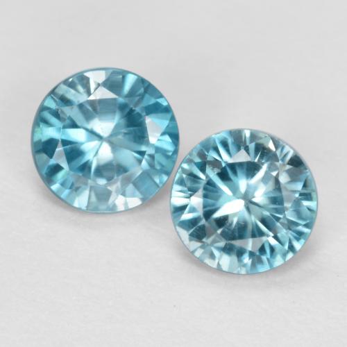 Pedras preciosas de zircão azul natural de 1,10 ct, corte redondo, VS