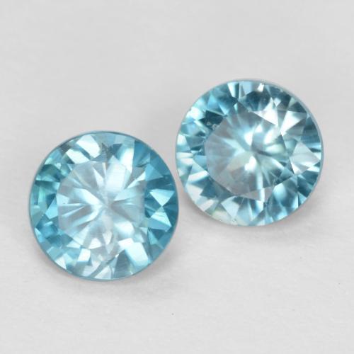 Pedras preciosas de zircão azul natural de 1,10 ct, corte redondo, VS