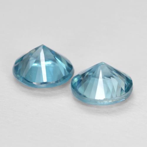 Pedras preciosas de zircão azul natural de 1,10 ct, corte redondo, VS