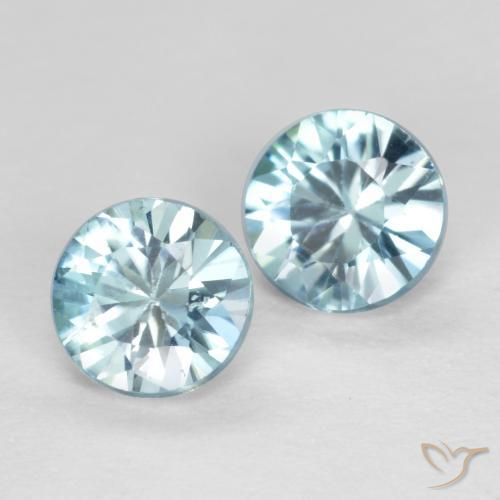 Pedras preciosas de Zircão Azul claro natural de 1.01 ct, Redondo, VS