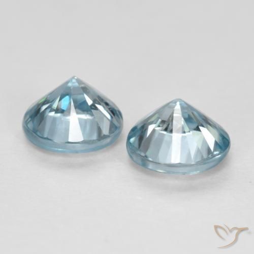 Pedras preciosas de Zircão Azul claro natural de 1.01 ct, Redondo, VS