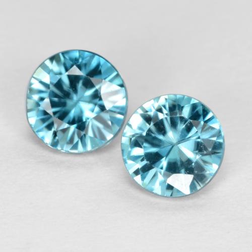 Pedras preciosas de zircão azul natural de 1,04 ct, corte redondo, VS