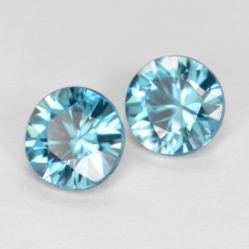 Pedras preciosas de zircão azul natural de 1,04 ct, corte redondo, VS