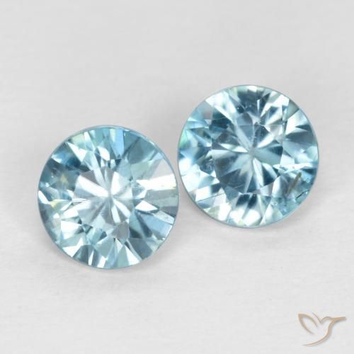 Pedras preciosas de Zircão Azul Maya Claro natural de 0.94 ct, Redondo, VS