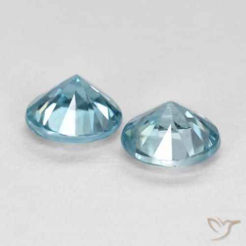 Pedras preciosas de Zircão Azul Maya Claro natural de 0.94 ct, Redondo, VS