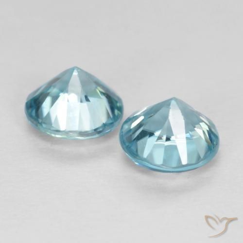 Pedras preciosas de Zircão Azul claro natural de 1.10 ct, Redondo, VS