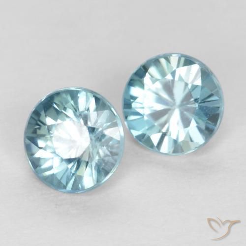 Pedras preciosas de Zircão Azul-esverdeado natural de 0.85 ct, Redondo, VS