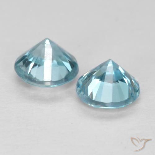 Pedras preciosas de Zircão Azul-esverdeado natural de 0.85 ct, Redondo, VS