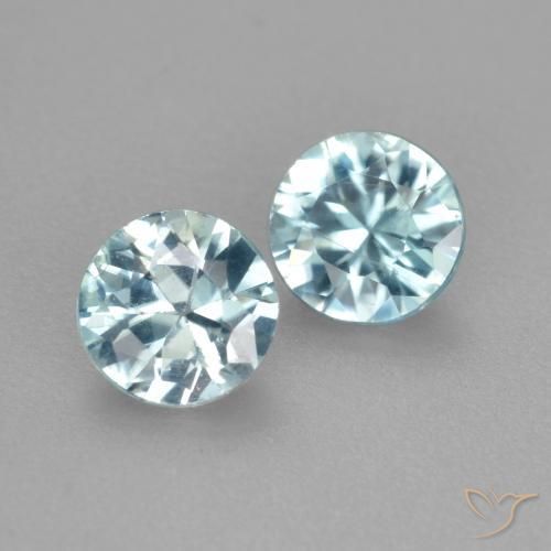 Pedras preciosas de Zircão Azul claro natural de 1.00 ct, Redondo, VS