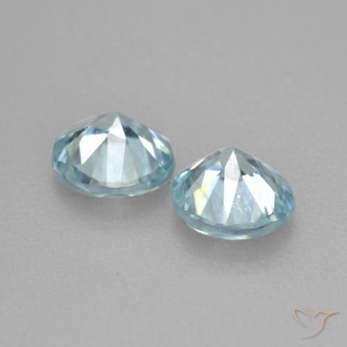 Pedras preciosas de Zircão Azul claro natural de 1.00 ct, Redondo, VS