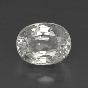 Zircão branco natural 8,64ct, corte oval, VVS
