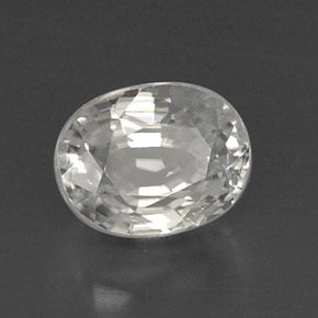Zircão branco natural 8,64ct, corte oval, VVS