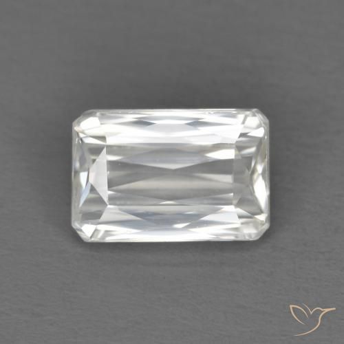 1.38ct Natural Branco Zircão, Corte Esmeralda, VVS-VS