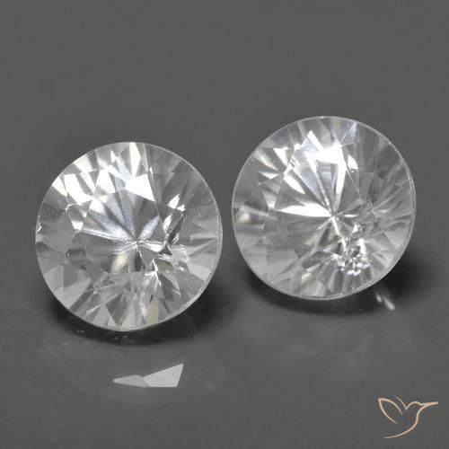 Pedras preciosas de Zircão Branco natural de 1.58 ct, Redondo, VVS-VS