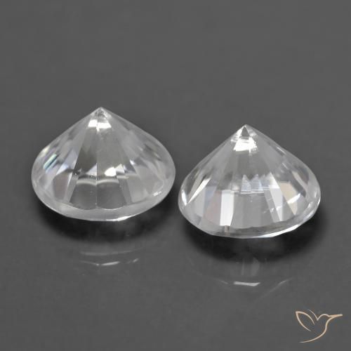 Pedras preciosas de Zircão Branco natural de 1.57 ct, Redondo, VVS-VS