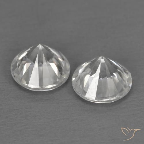 Pedras preciosas de Zircão Branco natural de 1.45 ct, Redondo, VVS