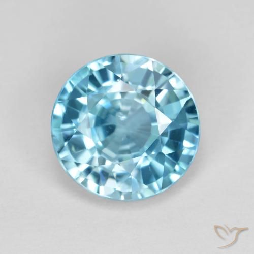 Zircão Azul-ciano Natural 3.57ct, Redondo, VVS