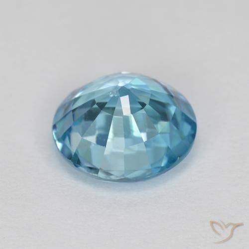 Zircão Azul-ciano Natural 3.57ct, Redondo, VVS