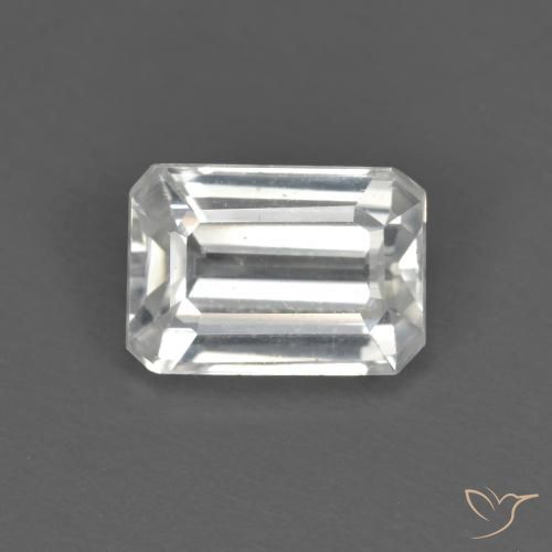 1.55ct Natural Branco Zircão, Corte Esmeralda, VS