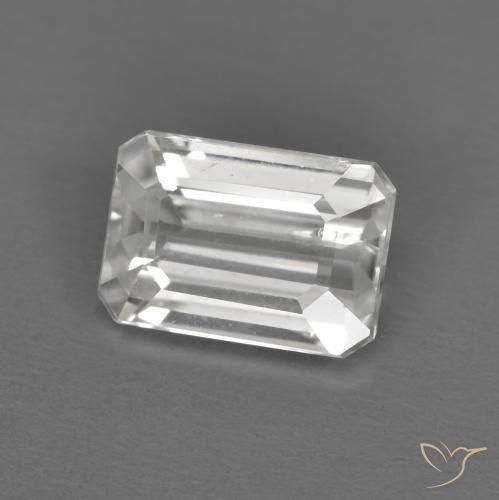 1.55ct Natural Branco Zircão, Corte Esmeralda, VS