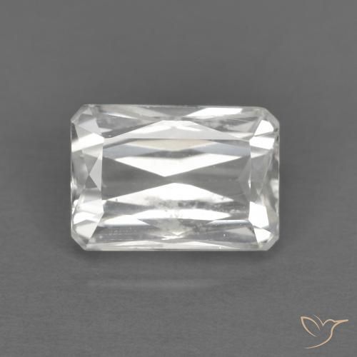 1.75ct Natural Branco Zircão, Corte Esmeralda, VVS-VS