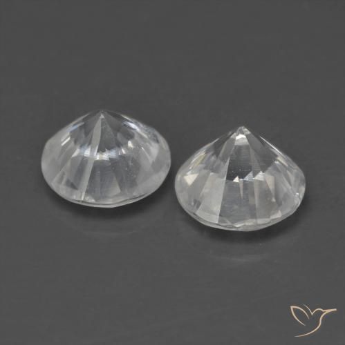 Pedras preciosas de Zircão Branco natural de 1.39 ct, Redondo, VS