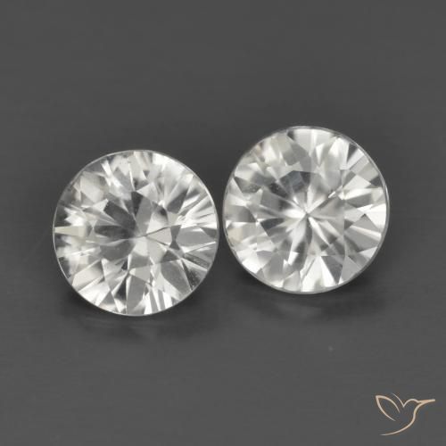 Pedras preciosas de Zircão Branco natural de 1.29 ct, Redondo, VS
